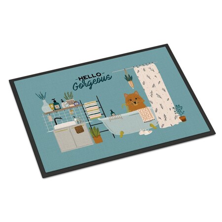 Carolines Treasures 24 x 36 in. Norwich Terrier in Bathtub Indoor or Outdoor Mat CK7442JMAT